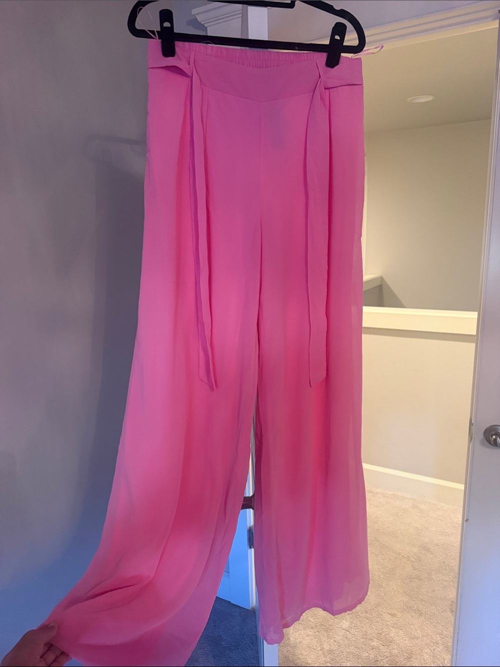Miss Avenue Hot Pink Wide-Leg Tie-Waist Pants